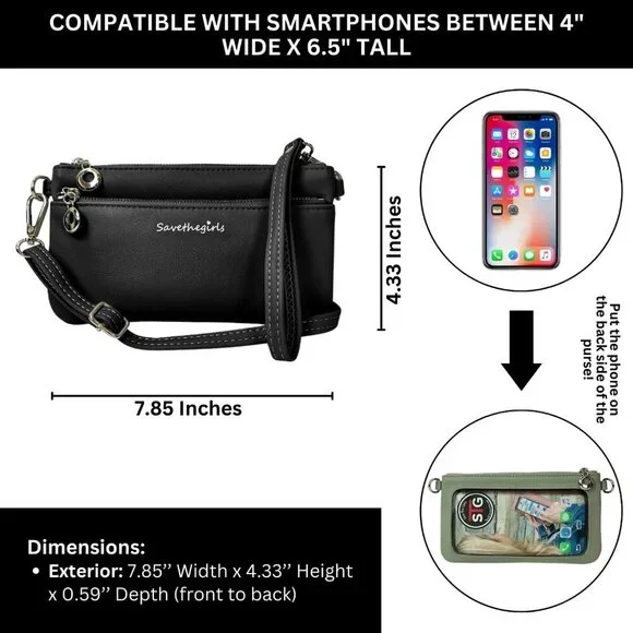 Stylish Touch Screen Crossbody Purse for Effortless Connectivity - Black